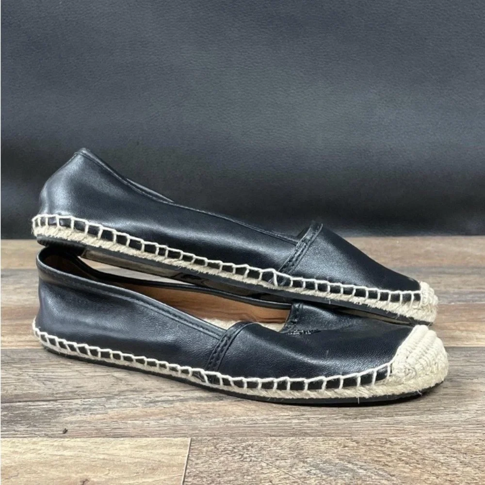 Coach Black Leather Rhodelle Espadrille Flats